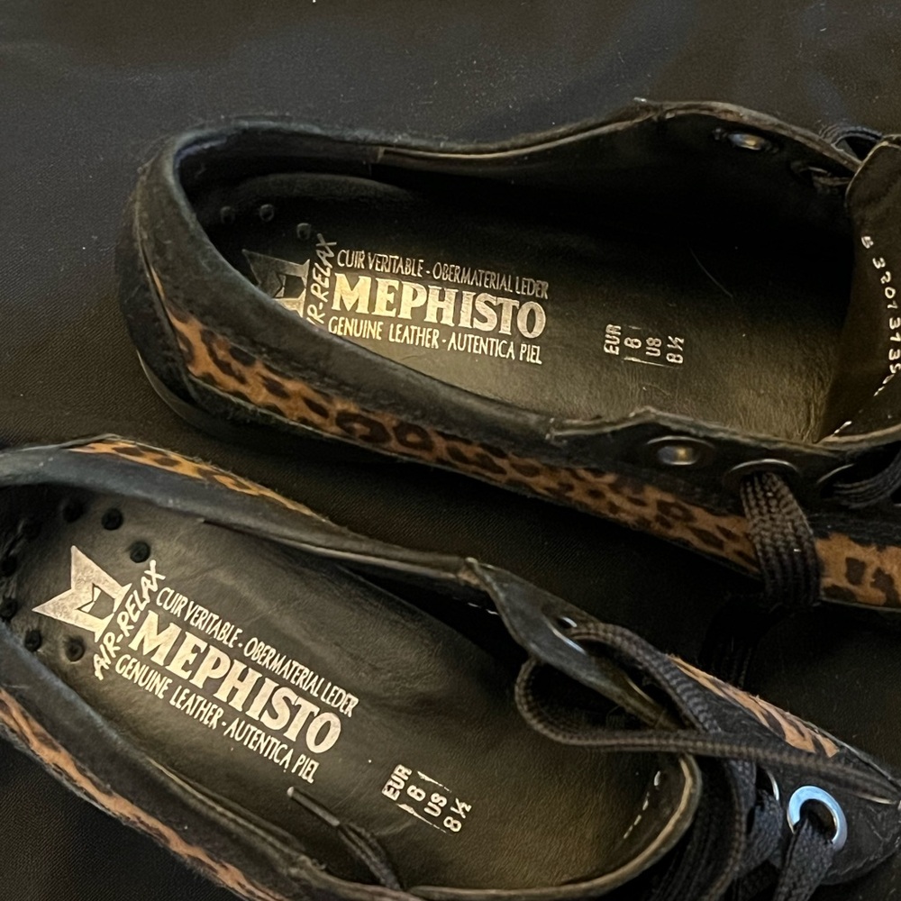 8.5 Mephisto Bretta Leopard Print Leather Sneakers - Picture 5 of 7